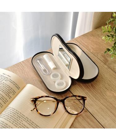 Ikee Design 2 in 1 Glasses and Contact Lens Case with Mirror - Dual Use Eyeglass and Contacts Case - Portable Travel Kit - Black - 6.3 x 2.8 x 2.4 - Eyeglasses & Contact Lens - Buy Online on GoSupps.com