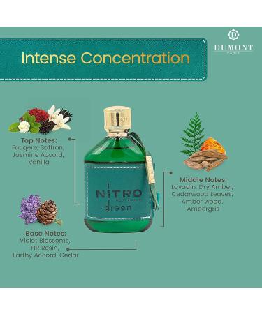 Dumont Nitro Green - Eau De Parfum - 3.4oz - Luxury Perfume for Men - Woody Floral Fruity & Masculine Fragrance - Long Lasting Cologne Mist & Body Spray - for Him Fruit Woody & Floral Fragrance - Buy Online on GoSupps.com