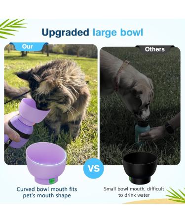 Pecute Dog Drinking Bottle - Portable Silicone Water Bottle with Foldable Bowl for On-the-Go Hydration | 350ml Purple - Buy Online on GoSupps.com