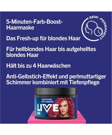 LIVE Schwarzkopf Live Colour & Care Pink - Temporary Hair Mask - 150 ml - 5 minutes - For color boost and intensive care in just 5 minutes - Washable hair color with walnut oil - Buy Online on GoSupps.com