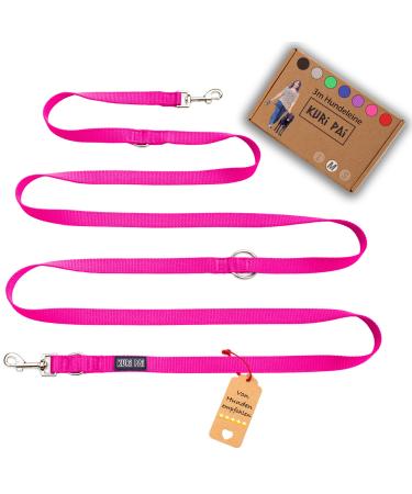 Kuri Pai 3m dog leash for medium -sized dogs comfortable and comfortable Kleine leash overhanging leash double linen sustainable from bamboo |M (2.0cm wide) - Pink M (280cm x 2.0cm) - (medium -sized dogs) pink
