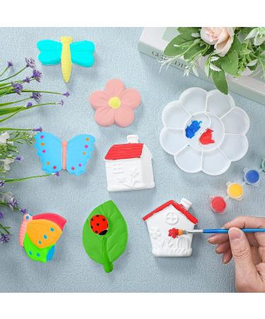 Kids' DIY Ceramic Painting Kit - 27 Pcs Arts and Crafts Set with 12 Figurines, 12 Magnets, 2 Brushes, 1 Palette - Butterfly Design - Toddler Ceramic Painting Kit - Buy Online on GoSupps.com