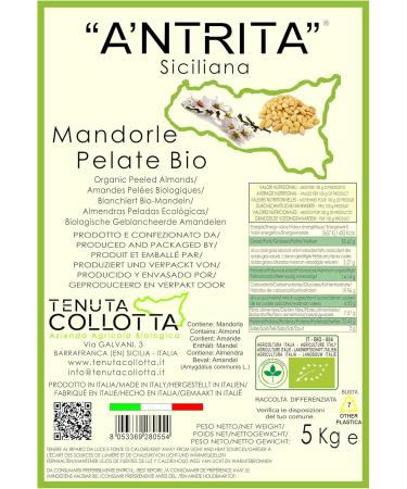  A'Ntrita A'Ntrita - Organic Peeled Almonds 5 kg - 100% Italian - Made in Sicilian - Buy Online on GoSupps.com