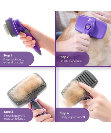 HERTZKO Self-Cleaning Slicker Brush for Dogs & Cats | Grooming, Dematting & Fur Removal Tool - Buy Online on GoSupps.com