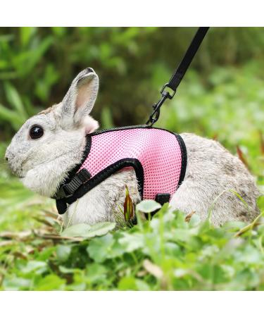 HAPPY HACHI Small Pet Harness & Lead Set - Adjustable Mesh Vest for Rabbits, Hamsters, Guinea Pigs, and Small Cats - S Pink - Buy Online on GoSupps.com