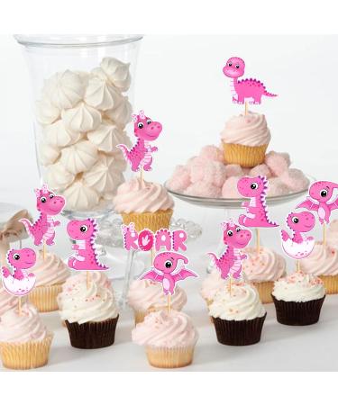 Cyodoos 36 Piece Dinosaur Cupcake Toppers Baby Dinosaur Cupcake Children's Birthday Party Cake Decorative Supplies Perfect for Dinosaur Parties and Boys and Girls' Birthday Party Decorative Supplies Pink - Buy Online on GoSupps.com
