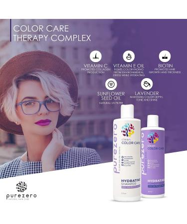 Purezero Hydrating Shampoo & Conditioner Set - Color Care for Color Treated Hair - 100% Vegan & Cruelty Free - Zero Sulfates, Parabens, Dyes - Buy Online on GoSupps.com