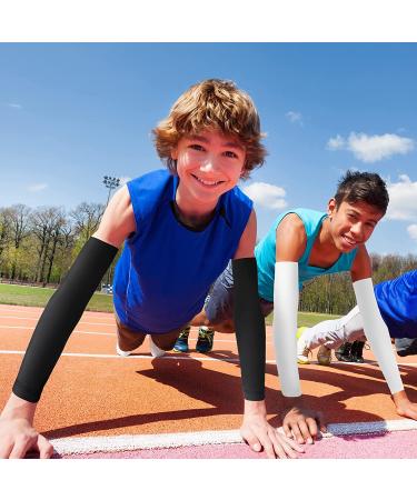 Kids Youth Basketball Compression Leg & Arm Sleeves - 4 Pairs Black/White (Small) - Buy Online on GoSupps.com