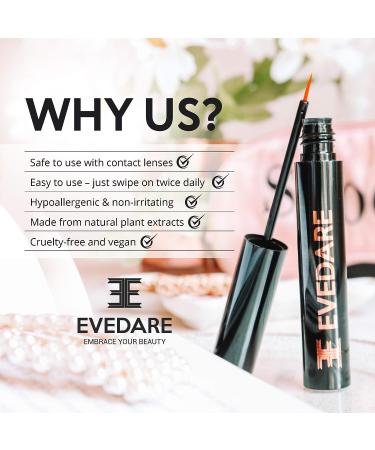 EVEDARE Advanced Eyelash Growth Serum - Peptides and Vitamins for Longer, Thicker Lashes - Strengthens and Conditions with Natural Extracts - 3ML (Pack of 1) - Buy Online on GoSupps.com