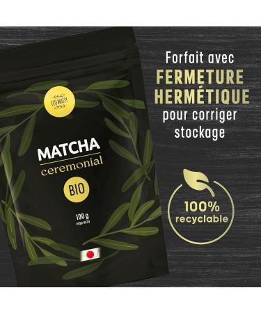 ECO WASSY Poudre de th matcha bio de qualit c r moniale japonaise. 100% naturel. 100 g de th vert minceur d toxifiant et antioxydant. Matcha bio pur. (100g) - Buy Online on GoSupps.com
