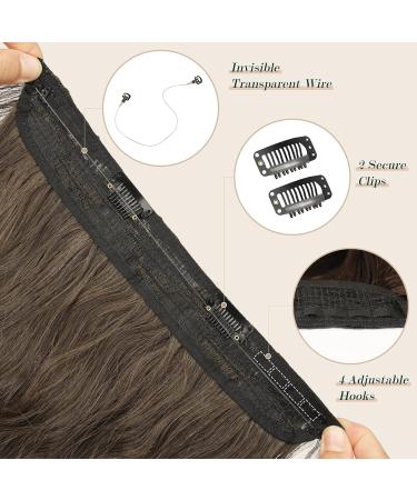 FESHFEN Invisible Wire Hair Extensions - 20 Inch Long Wavy Hairpiece for Women, Dark Brown mix Caramel - Buy Online on GoSupps.com
