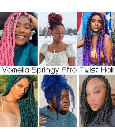 24 Inch Blue Springy Afro Twist Hair 8 Packs for Marley Twist Braiding - Synthetic Extensions for Black Women - Buy Online on GoSupps.com