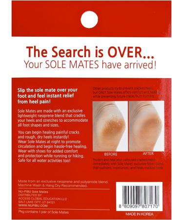 Sole Mates Cracked Heel Healers - Heal Painful Cracks and Rough Dry Heels Naturally - S-M Size (1 Pair) - Buy Online on GoSupps.com