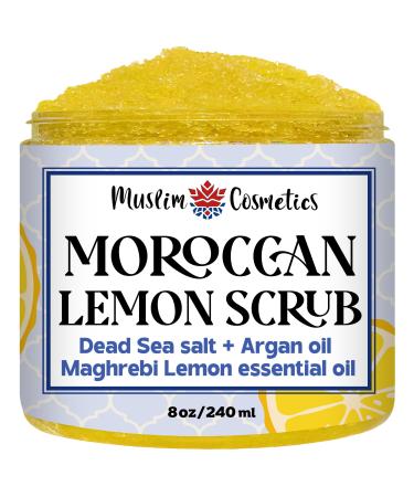 Moroccan Lemon Dead Sea Salt Scrub - Face & Body/Non clogging base/Argan oil/Moisturizing // Made in Canada - Muslim Cosmetics - Moroccan Lemon Scrub (8oz (240ml))