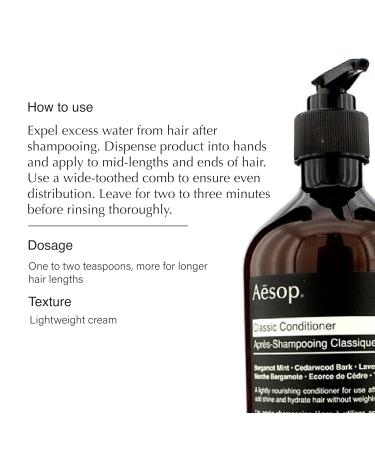 Aesop Classic Shampoo & Conditioner - Hydrating Softening Hair Care | Paraben-Free Cruelty-Free Vegan | 16.9 oz - International Shipping Available - Buy Online on GoSupps.com