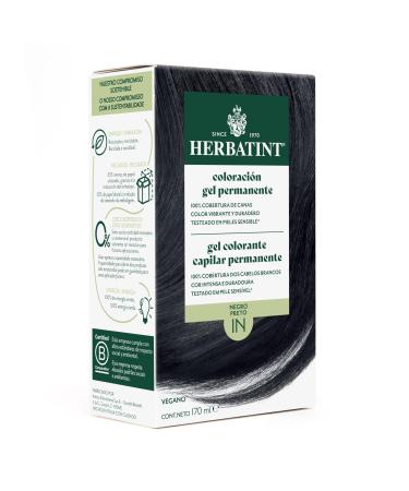 Herbatint Herbatint Permanent Hair Colour Gel 1N Black 170 ml Ammonia Free 100% Grey Coverage for Sensitive Skin with 8 Organic Natural Extracts