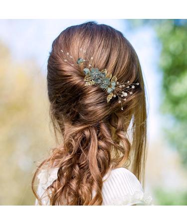 Minkissy Pearl Crystal Wedding Hair Comb - Green Bridal Hair Accessories - Buy Online on GoSupps.com