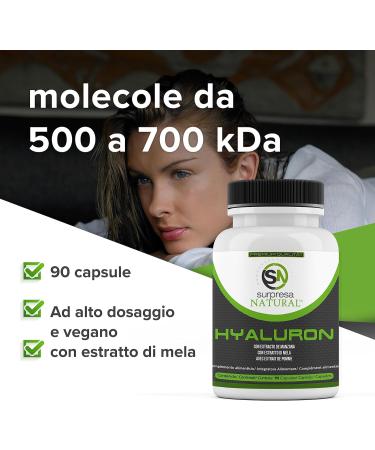  Surpresa Natural Highly Dosed Hyaluronic Acid Capsules I 1 x 90 Capsules with Apple Extract I 500 mg Hyaluronic Acid with 500-700 kD Per Capsule I Hyaluronic Acid Capsules I Capsules - Buy Online on GoSupps.com