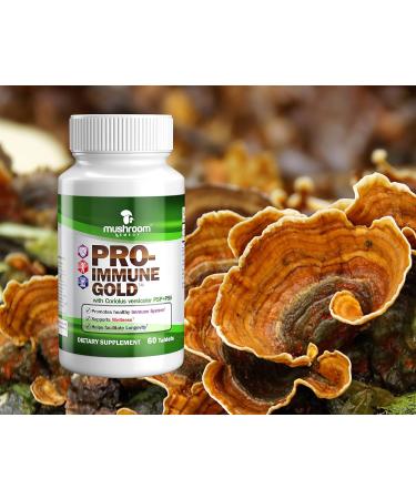 PRO-Immune Gold |Best Immune Support |Clinically Studied Coriolus versicolor PSP+PSK & Ganoderma lucidum Mushroom Mycelium Extract All-Natual Antioxidant Supplement cGMP & USA Made 60 Tablets - Buy Online on GoSupps.com
