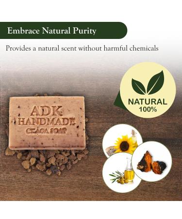 ADK Natural Chaga Soap Bar 16 oz - Handmade Organic Vegan Olive Oil Soap for Dry Sensitive Skin - Moisturizing Body Soap for Men Women & Babies - Buy Online on GoSupps.com