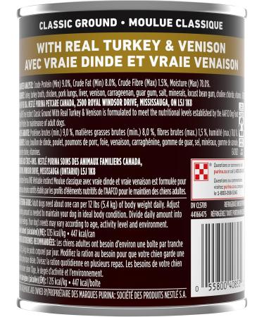 Purina ONE Classic Ground True Instinct Wet Dog Food Turkey & Venison - 368 g Can (12 Pack) - Buy Online on GoSupps.com