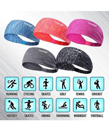 LoveYee Women's Workout Headbands - Set of 5 Wide Boho Hair Bands for Yoga, Running, and Sports - Buy Online on GoSupps.com