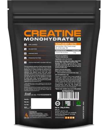 Buy AS-IT-IS Nutrition Creatine Monohydrate 250g - USA Labdoor Certified Pure & Accurate 2.5g Preworkout No Fillers or Preservatives - Buy Online on GoSupps.com