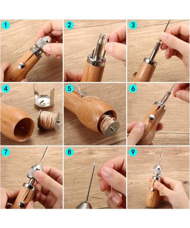 5-Piece Sewing Awl Kit with Needles and Waxed Threads for Leather Craft DIY - Buy Online on GoSupps.com
