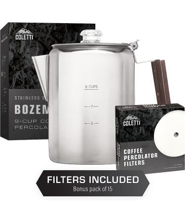 COLETTI Bozeman Camping Coffee Percolator - 9 Cup Campfire & Stovetop Percolator - Buy Online on GoSupps.com