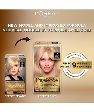 L Or al Paris Superior Preference 9 weeks of Luminous Fade-Defying Permanent Hair Dye 19 Light Ash Blonde 100% Grey Coverage 1 Hair Dye Kit (Packaging May Vary) Light Ash Blonde 3 Piece Set - Buy Online on GoSupps.com