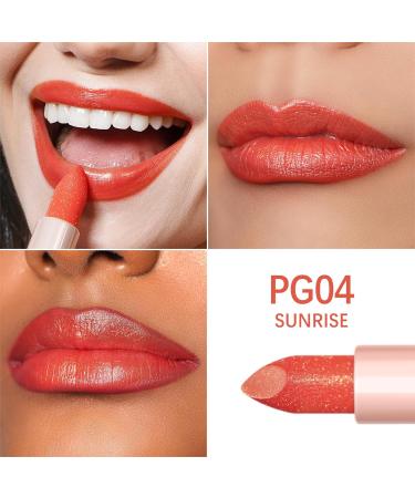 Oulac Coral Red Shimmer Lipstick - Hydrating Moisture Tinted Lip Balm with Glitter, Shea Butter Infused Vegan Formula for Smooth & Nourished Lips - Gluten-Free (PG04) Sunrise - Buy Online on GoSupps.com