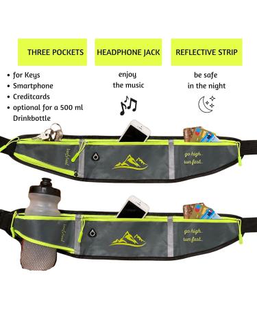 INUFYSOUL Plassers for Chore - Men's Running Bag with Hip Pocket & Sports Belt for Jogging Hiking & Fitness - Compatible with All Smartphones (Gray) - Buy Online on GoSupps.com