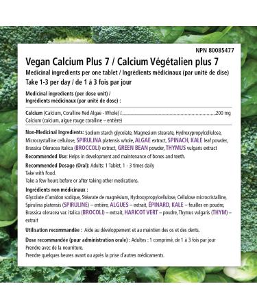 VEGANLY Vegan Calcium Plus 7 - Plant-Based Supplement for Healthy Bones and Teeth (60 caps) - Buy Online on GoSupps.com