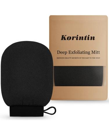 Korean Exfoliating Mitt  Korintin 1Pcs Exfoliating Body Gloves Clean Dead Skin at Home  Great for Spray Tan Removal or Keratosis Pilaris Black