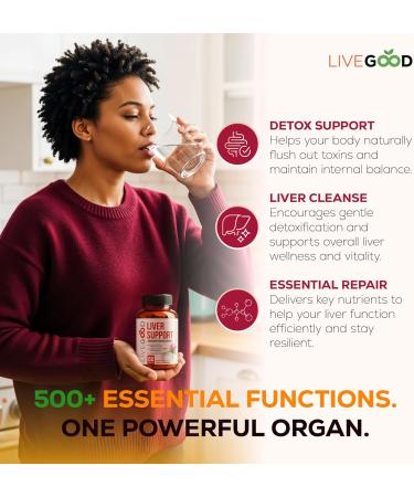 LIVEGOOD Liver Support Supplement for Liver Cleanse Detox Milk Thistle and Dandelion Root with Turmeric and Alpha Lipoic Acid for Overall Health (60 Count) - Buy Online on GoSupps.com