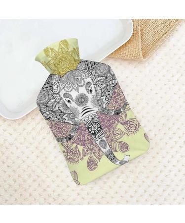 Elephant Floral Hot Water Bottle with Plush Cover - 26.5x15.3cm Bed Warmer for Adults & Kids | International Shipping - Buy Online on GoSupps.com