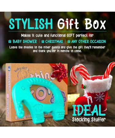 Baby Elefun Teething Toy Ring - BPA Free Silicone Teether for 0-12 Months - Elephant Teether Ring for Easy Holding - Turquoise, Perfect Christmas Gift - Buy Online on GoSupps.com