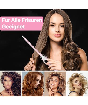9mm Mini Curling Iron - Professional LCD Display 140-200 Adjustable Temperature Fast Heating Ceramic Rod Includes Heat-Resistant Glove & Hair Clips - Pink - Buy Online on GoSupps.com