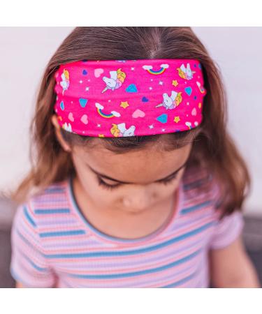 Girls' 3-Pack Wide Headbands - Butterfly Unicorn Heart Designs | Soft Stretch Fabric Hair Accessories for Kids | Princess Tiara Elastic Bands - FROG SAC - Buy Online on GoSupps.com