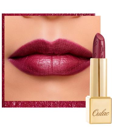 Oulac Metallic Shine Dark Red Lipstick for Women  High Impact Lipcolor with Moisturizing Creamy Formula  Vegan & Cruelty-Free  Full-Coverage Lip Color 4.3 g/0.15 oz (One Last Kiss (14)) One Last Kiss (14) Metallic Vampir...