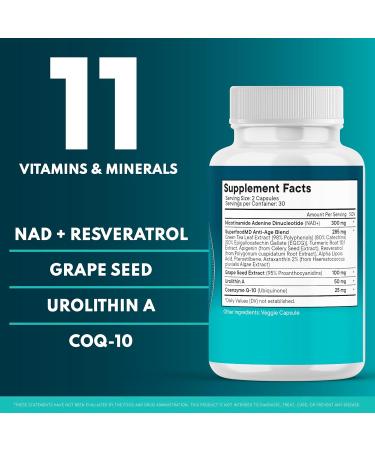 NAD+ Supplement Liposomal + Resveratrol for Women & Men Astaxanthin CoQ10 Alpha Lipoic Acid Green Tea - 120 Count 60 Count (Pack of 2) - Buy Online on GoSupps.com