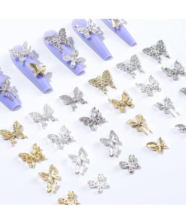 PAGOW 48 Pcs 3D Butterfly Nail Charms Crystals Rhinestones for Women Girl Nail Art DIY - Buy Online on GoSupps.com