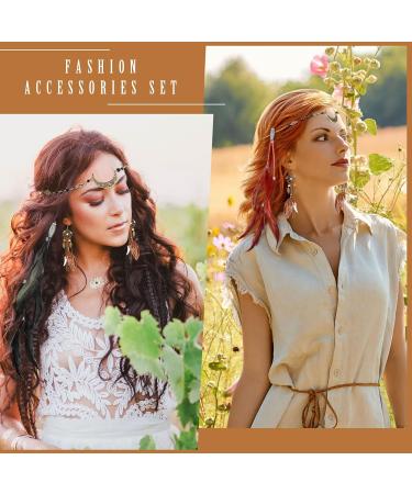 5 Pack Viking Boho Head Jewelry Set for Women - Witch Forehead Headpiece with Tassel Earrings - Hippie Hair Accessories for Party Halloween (Mixed Color) - Buy Online on GoSupps.com