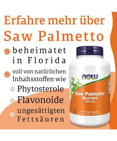 Now Foods Saw Palmetto Berries - 550 mg 250 Vegan Capsules | Gluten-Free Soy-Free Vegetarian - International Shipping Available - Buy Online on GoSupps.com