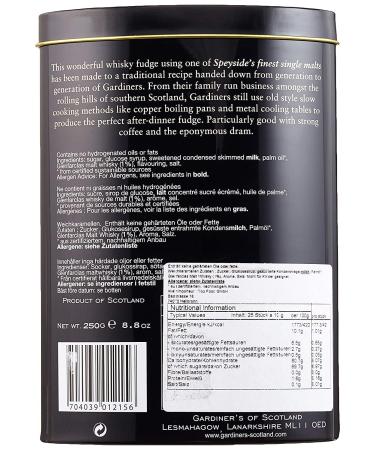 Gardiners Traditional Fudge with Glenfarclas Single Malt Scotch Whisky - 8.8 oz - Buy Online on GoSupps.com
