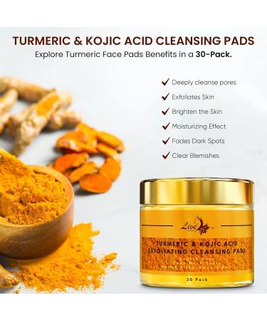 Live Healthy The Original Kojic Acid & Turmeric Cleansing Pads - Exfoliating Brightening Face Scrub Pad Clears Acne - Turmeric Cleansing Pads for Dark Spots with Vitamin C - Made in USA | 30 Count - Buy Online on GoSupps.com