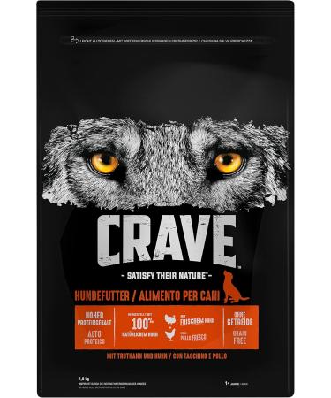 Crave Adult Dry Dog Food with Turkey & Chicken - 3x2.8kg | Premium High Protein Grain-Free 100% Natural - Buy Online on GoSupps.com
