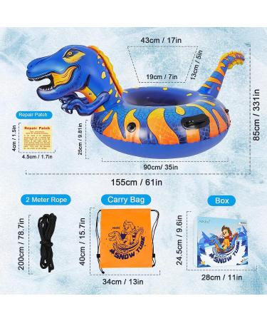 Aoskie Dinosaur Snow Tube - Heavy Duty Inflatable Sled for Outdoor Sledding | Double-Layered Bottom | Winter Fun for Kids and Adults - Buy Online on GoSupps.com