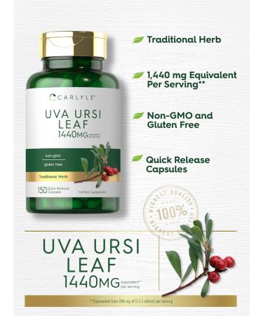 Carlyle Uva Ursi Capsules 1440mg - Herbal Leaf Extract Non-GMO Gluten Free - 150 Count for Optimal Health - Buy Online on GoSupps.com
