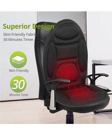 Seat Massager with Heat and Vibrating Nodes - Black Chair Massage Cushion for Back, Shoulder, and Thighs Relief - Buy Online on GoSupps.com
